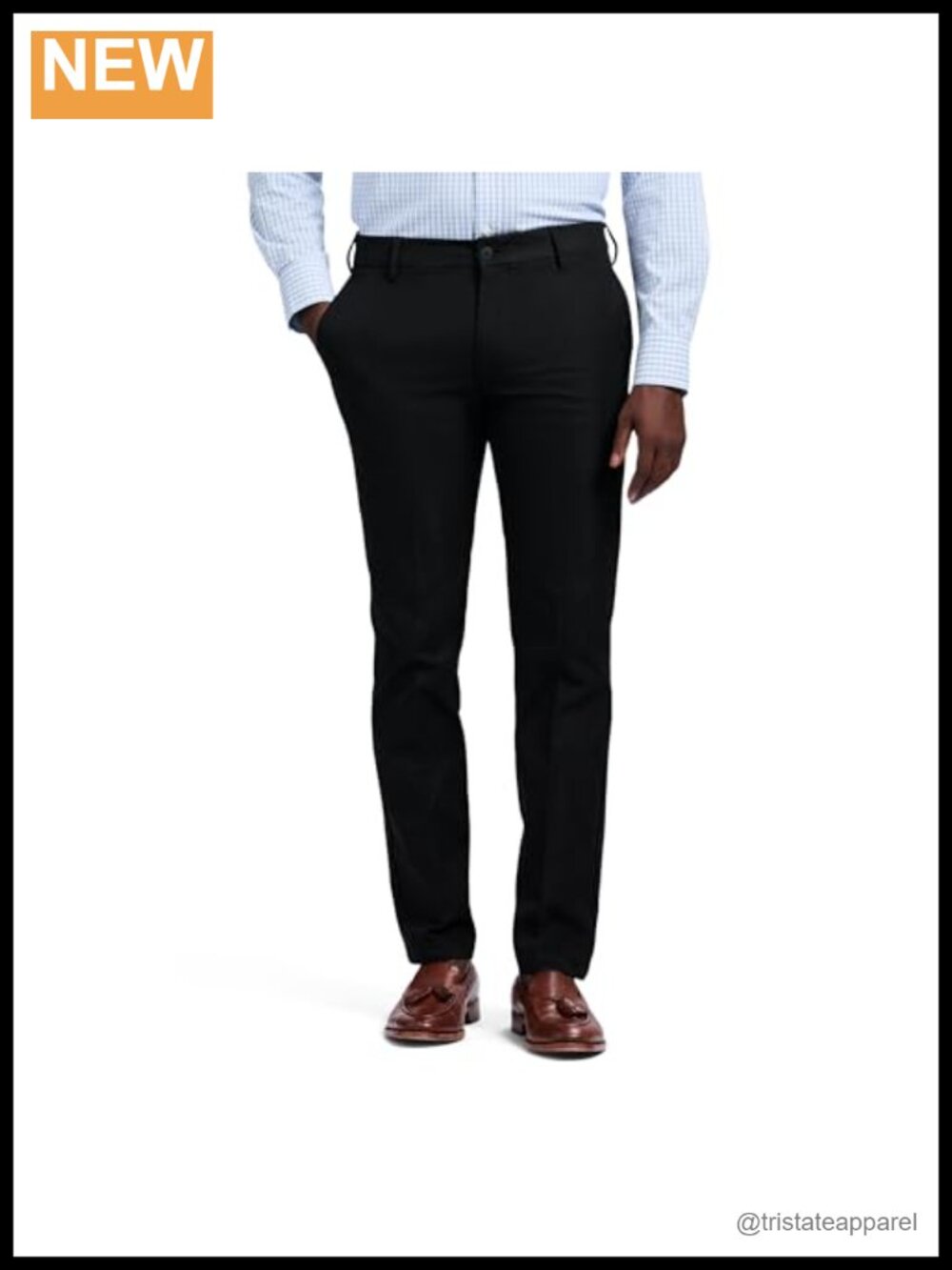 Men's Cotton Chino Dress Pants Flat Front Straight Leg Stretch